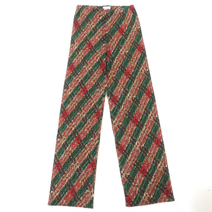 Excellent PLEATS PLEASE Pants All-over pattern Long Green Red Brown Women 1