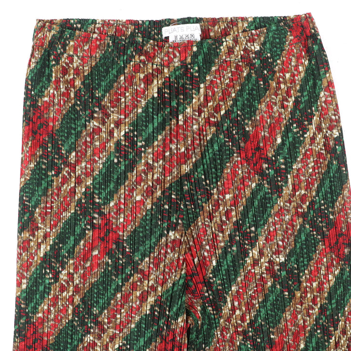 Excellent PLEATS PLEASE Pants All-over pattern Long Green Red Brown Women 1