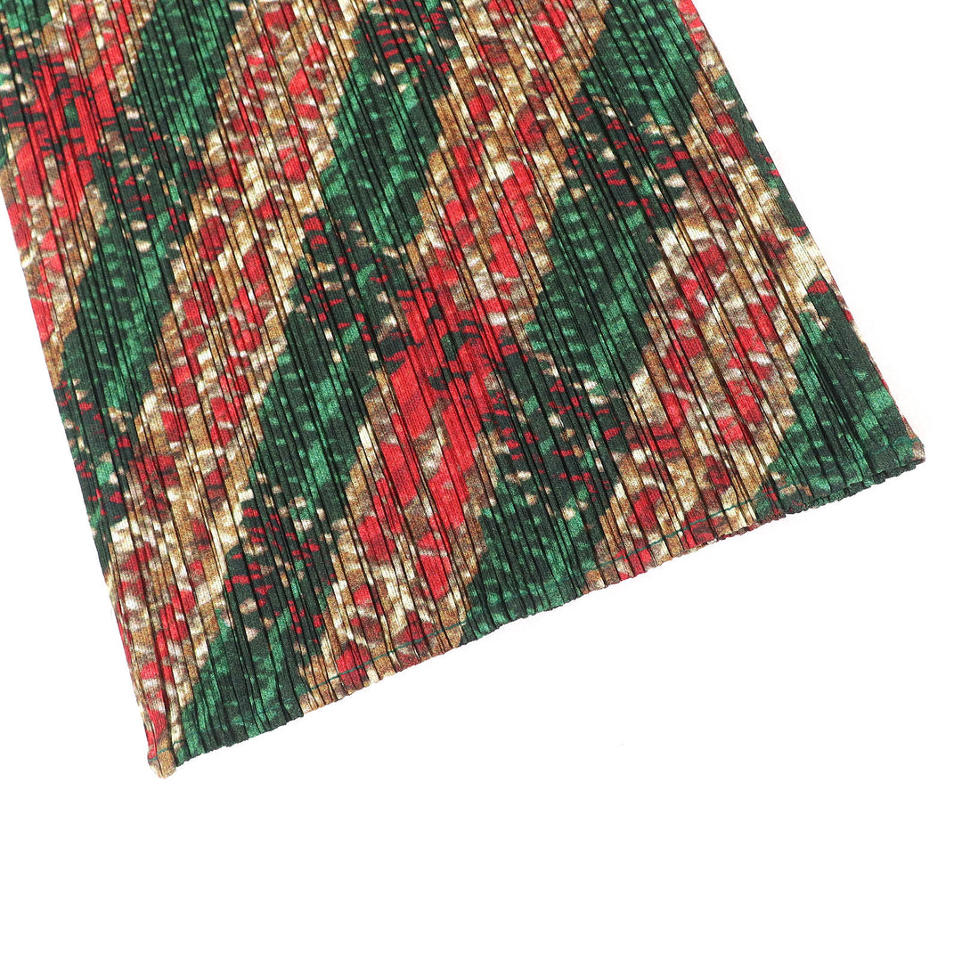 Excellent PLEATS PLEASE Pants All-over pattern Long Green Red Brown Women 1