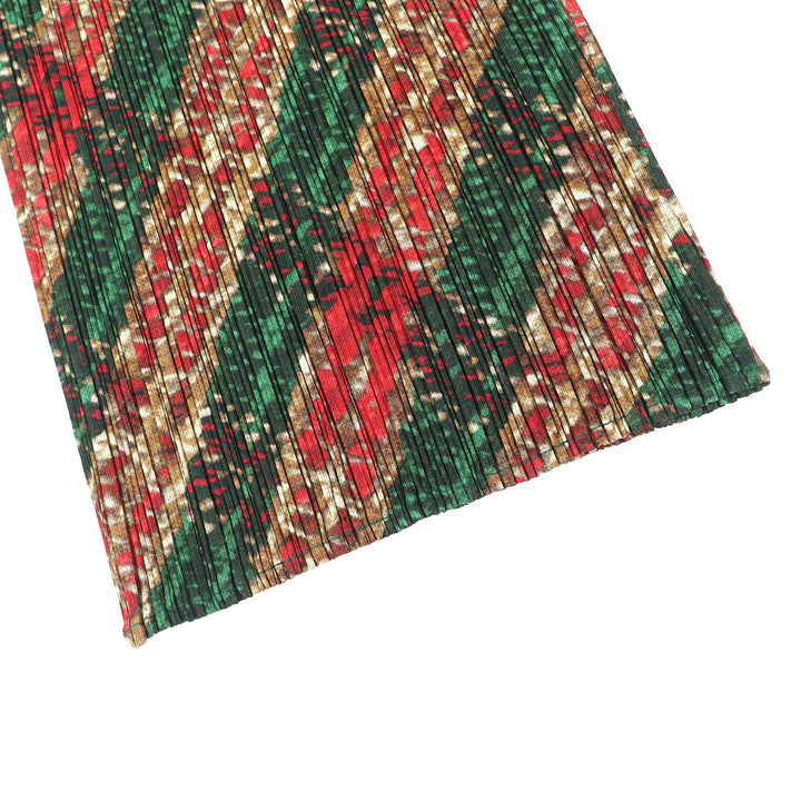 Excellent PLEATS PLEASE Pants All-over pattern Long Green Red Brown Women 1