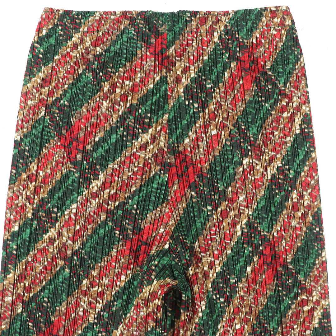 Excellent PLEATS PLEASE Pants All-over pattern Long Green Red Brown Women 1