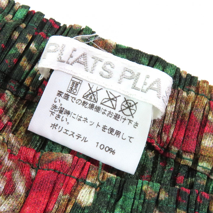 Excellent PLEATS PLEASE Pants All-over pattern Long Green Red Brown Women 1
