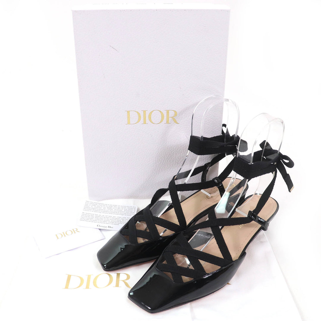 Pristine Christian Dior pumps D-ENVOL Square Toe Lace Up black Patent leather