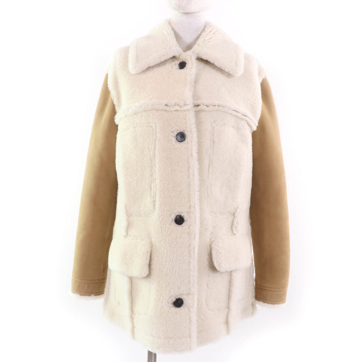 Christian Dior Mouton jacket Bee embroidered reversible shearling coat beige 40