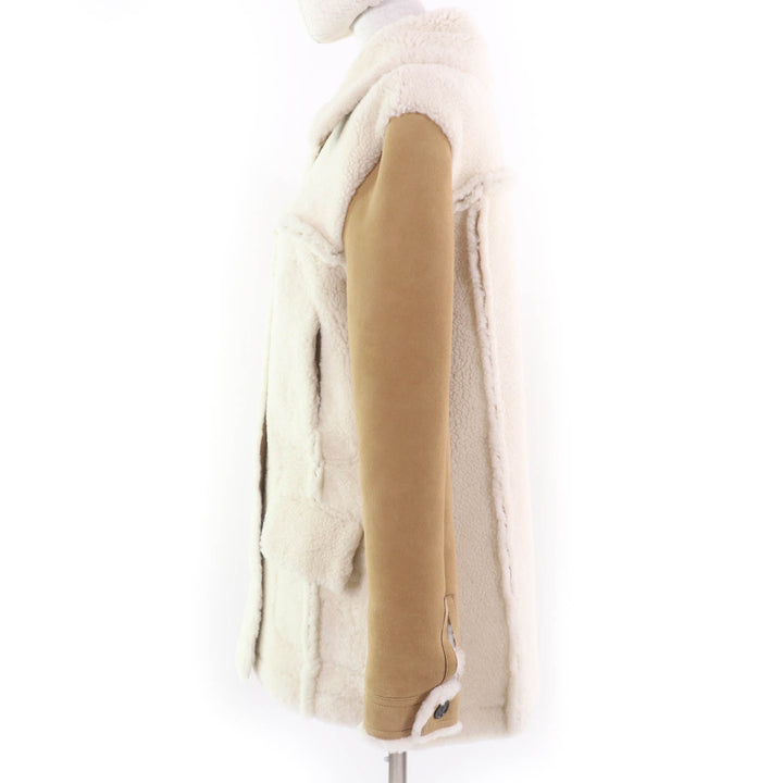 Christian Dior Mouton jacket Bee embroidered reversible shearling coat beige 40