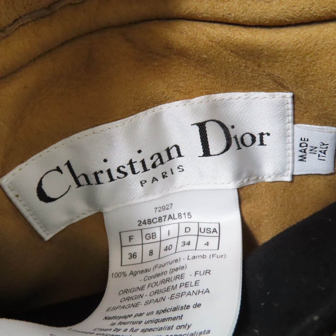 Christian Dior Mouton jacket Bee embroidered reversible shearling coat beige 40
