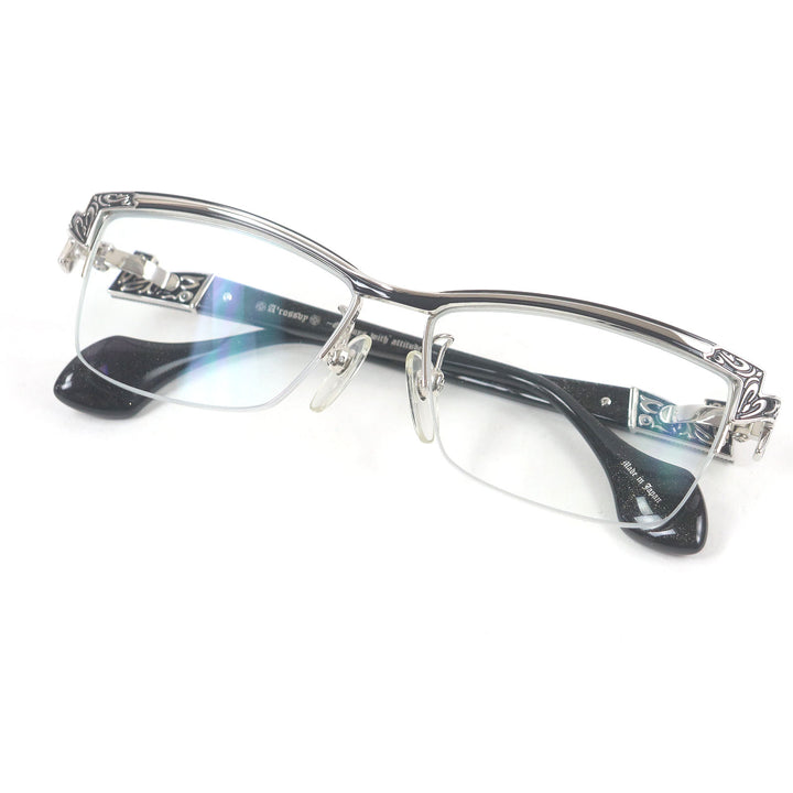 Great A’rossby Glasses Glitter half rim Silver black mens 209252208
