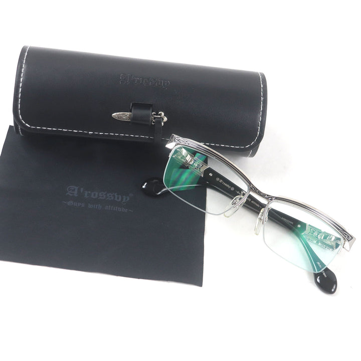 Great A’rossby Glasses Half rim Silver black SV925 mens 209252101