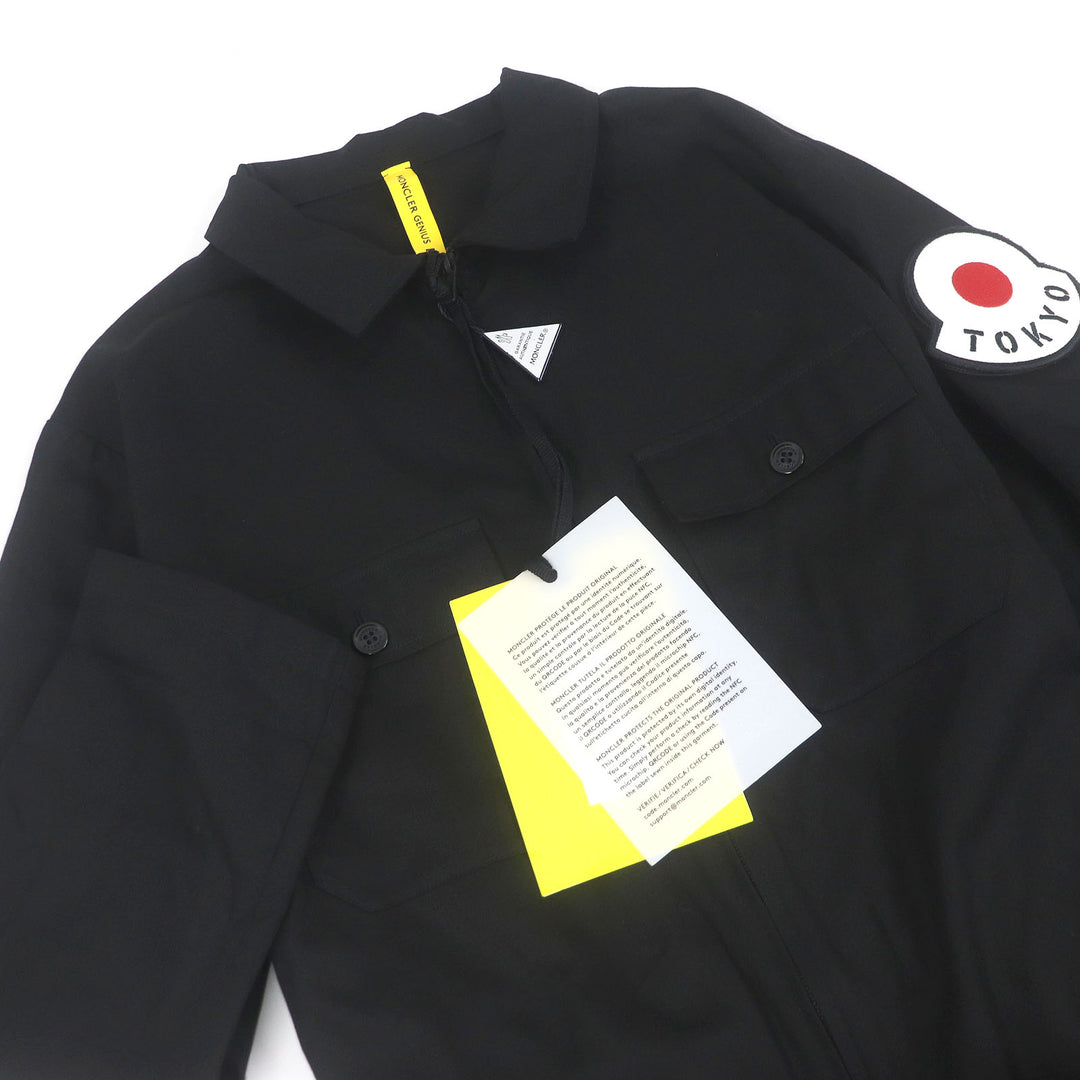 Pristine MONCLER GENIUS jumpsuit TUTA Logo patch jumpsuit black cotton mens XS