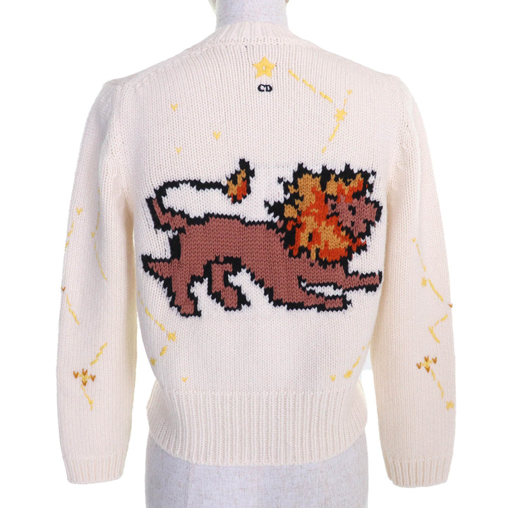 Excellent Christian Dior cardigan Pixel Zodiac Leo Logo Button 38 244G52LN320