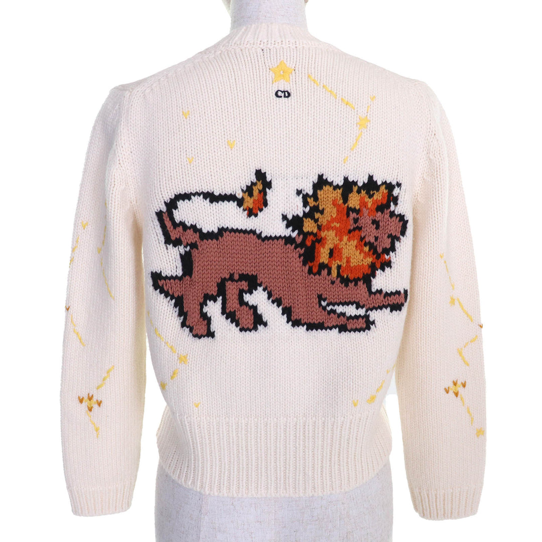 Excellent Christian Dior cardigan Pixel Zodiac Leo Logo Button 38 244G52LN320