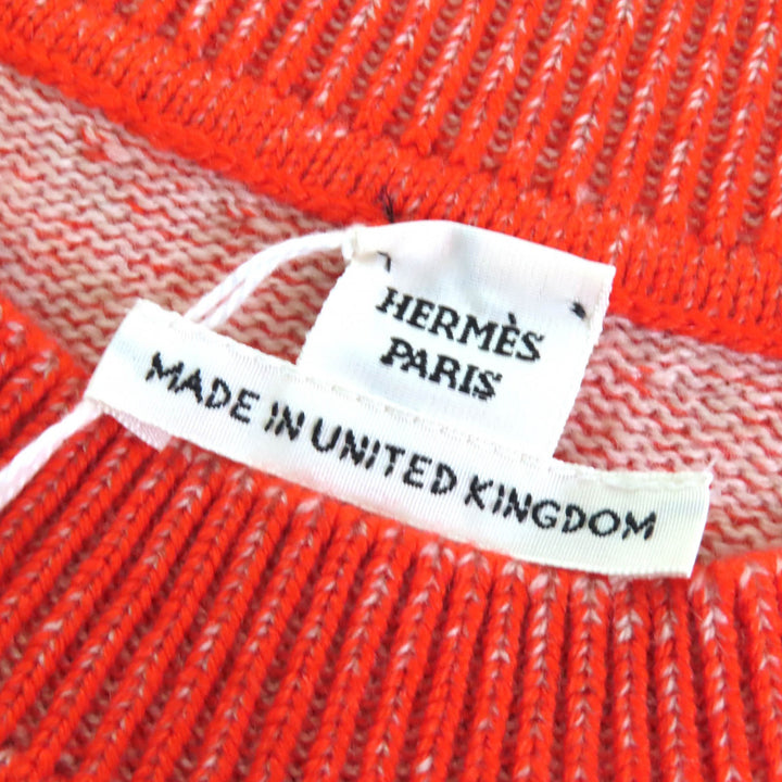 Pristine HERMES Short sleeve knit Circle logo parts Orange cashmere Women 36