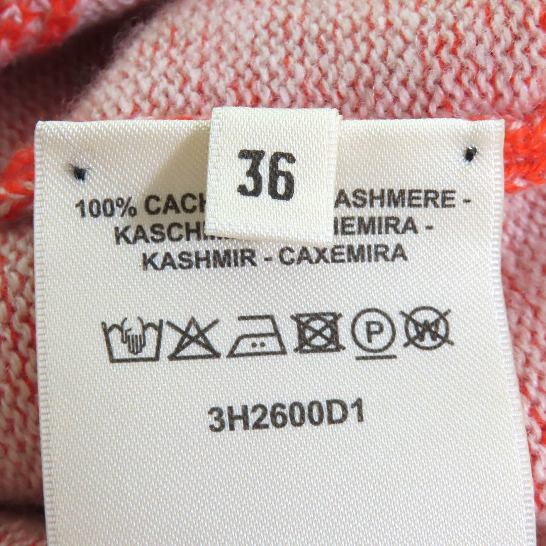 Pristine HERMES Short sleeve knit Circle logo parts Orange cashmere Women 36