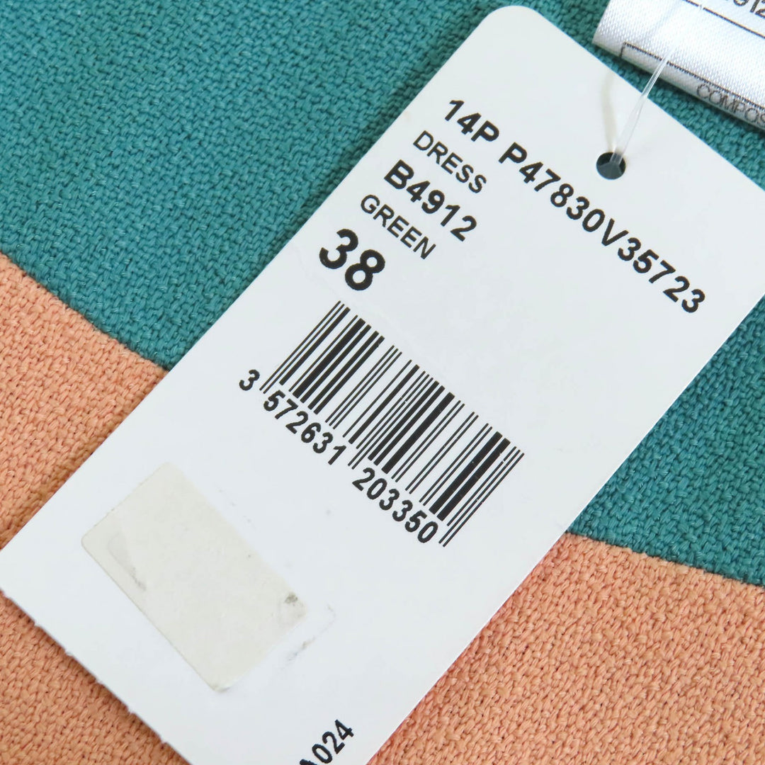 Pristine CHANEL COCO Mark Pearl Button Sleeveless Top Tunic Green Beige Blue 38