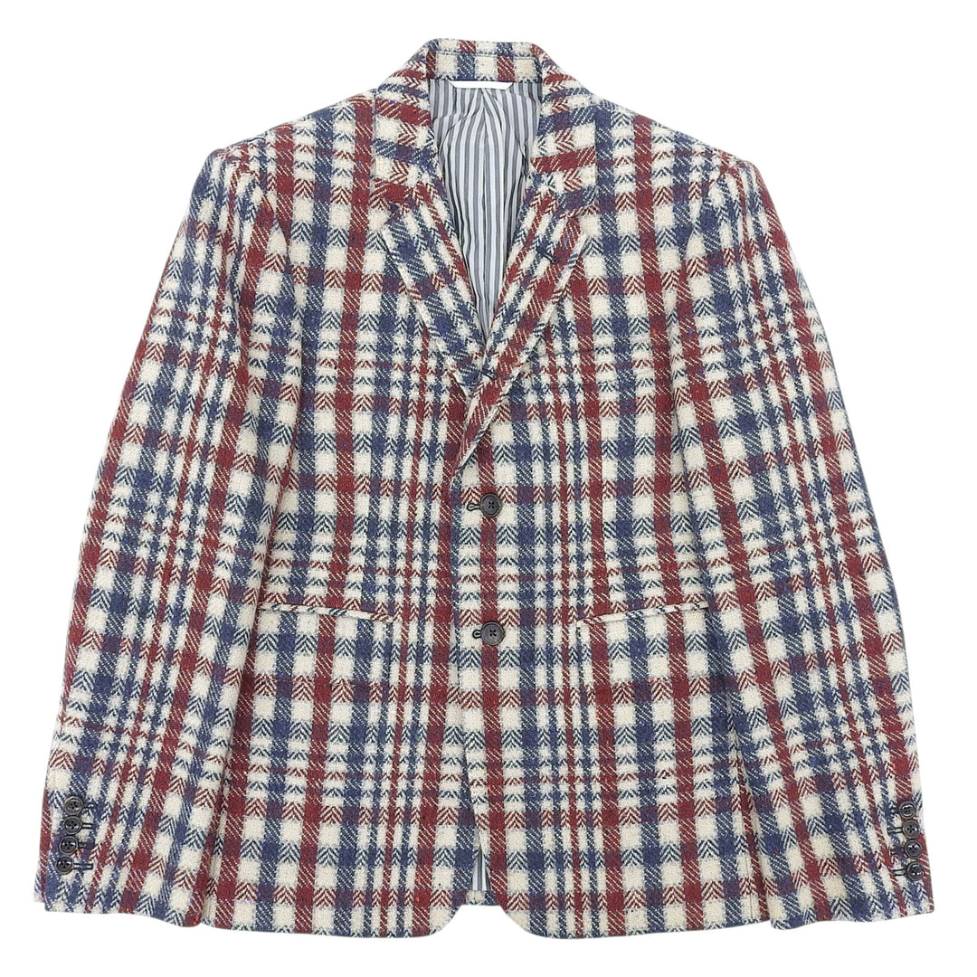 Excellent THOM BROWNE tailored jacket Check Tweed Tricolor Multi 1 MJU060AW7397