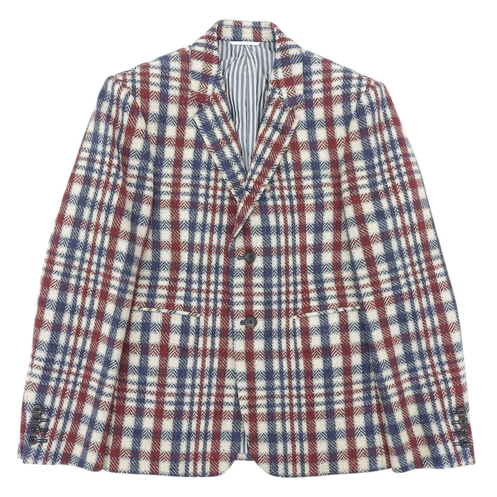 Excellent THOM BROWNE tailored jacket Check Tweed Tricolor Multi 1 MJU060AW7397