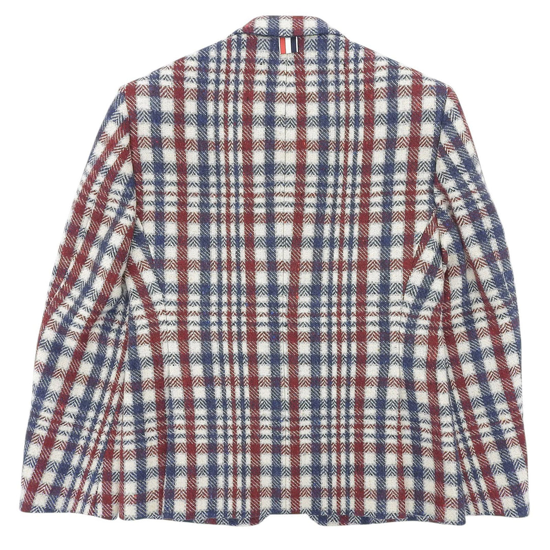 Excellent THOM BROWNE tailored jacket Check Tweed Tricolor Multi wool mens 1 MJU060AW7397