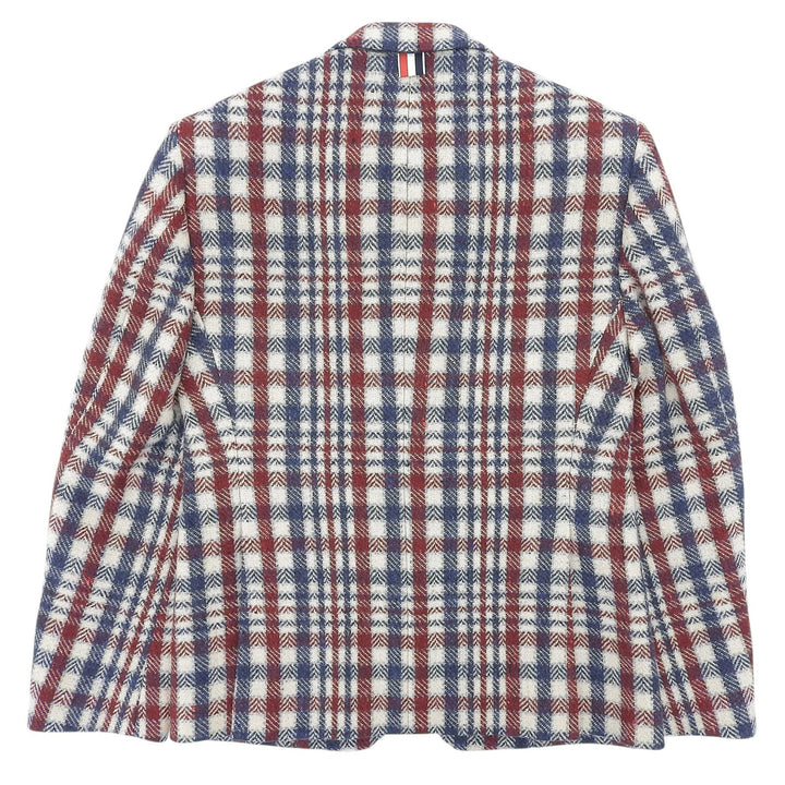 Excellent THOM BROWNE tailored jacket Check Tweed Tricolor Multi wool mens 1 MJU060AW7397