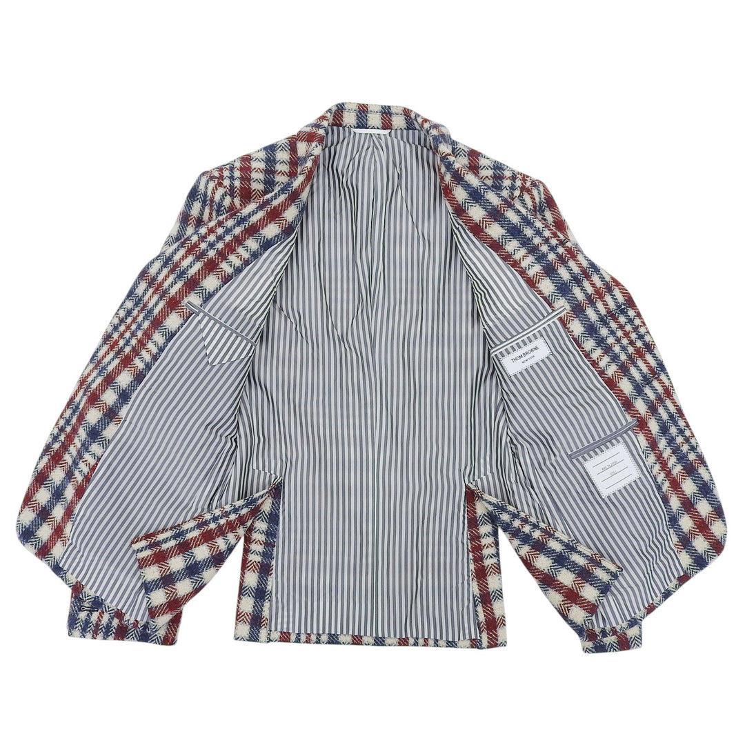 Excellent THOM BROWNE tailored jacket Check Tweed Tricolor Multi wool mens 1 MJU060AW7397