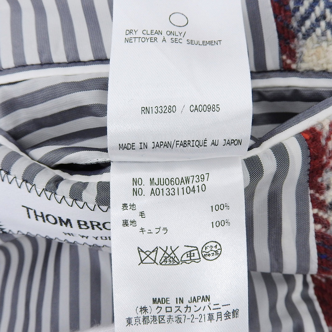 Excellent THOM BROWNE tailored jacket Check Tweed Tricolor Multi 1 MJU060AW7397