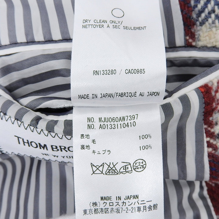 Excellent THOM BROWNE tailored jacket Check Tweed Tricolor Multi 1 MJU060AW7397