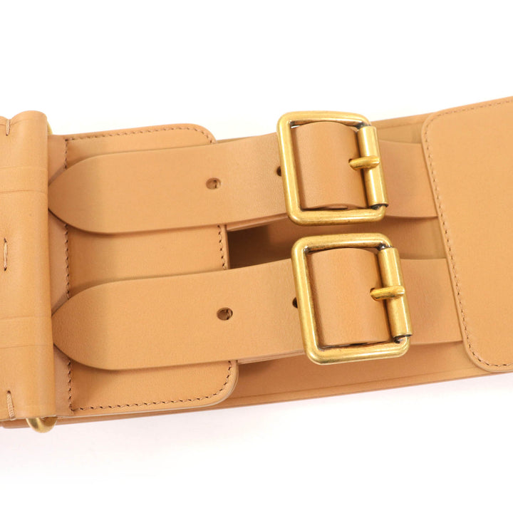 Excellent Christian Dior belt D-WAIST Maxi Double Brown leather Women B0098CMIV