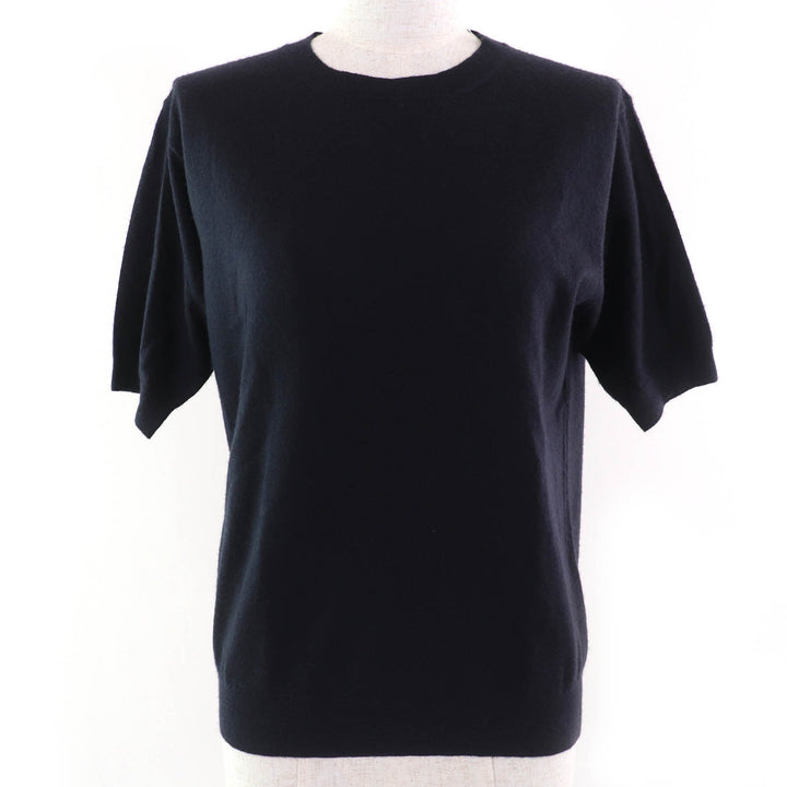 Great PRADA Crew neck short sleeve knit sweater Navy cashmere Women 36 P24D2Q
