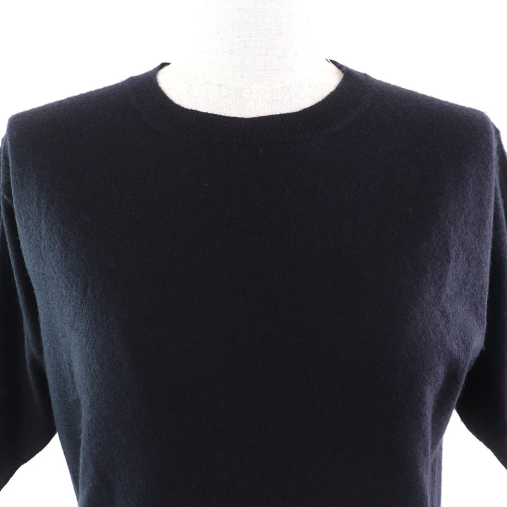 Great PRADA Crew neck short sleeve knit sweater Navy cashmere Women 36 P24D2Q