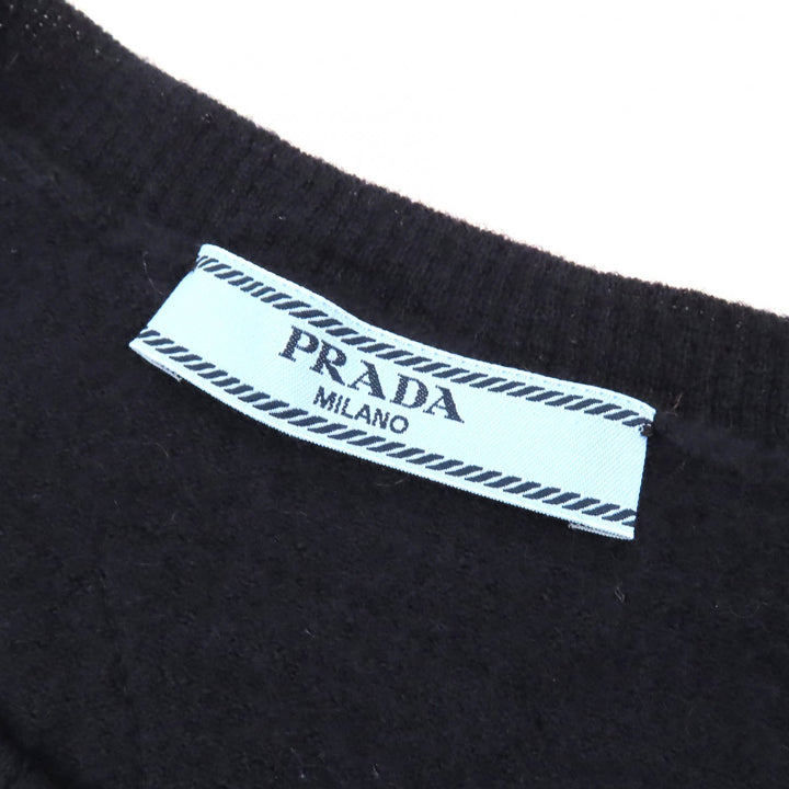 Great PRADA Crew neck short sleeve knit sweater Navy cashmere Women 36 P24D2Q