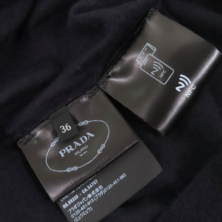 Great PRADA Crew neck short sleeve knit sweater Navy cashmere Women 36 P24D2Q