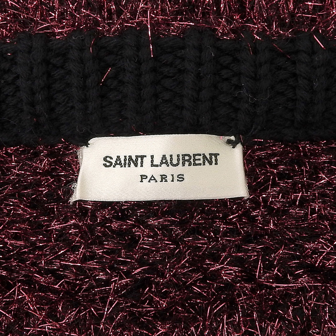 Excellent SAINT LAURENT PARIS tops lame knit Pink Nylon Women XS 563424