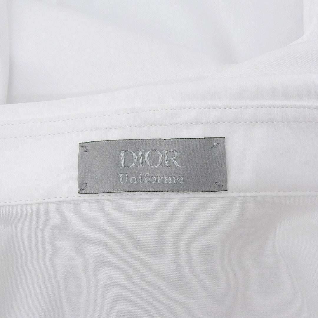 Excellent DIOR Long sleeve shirt Uniform CD embroidery white cotton mens 37