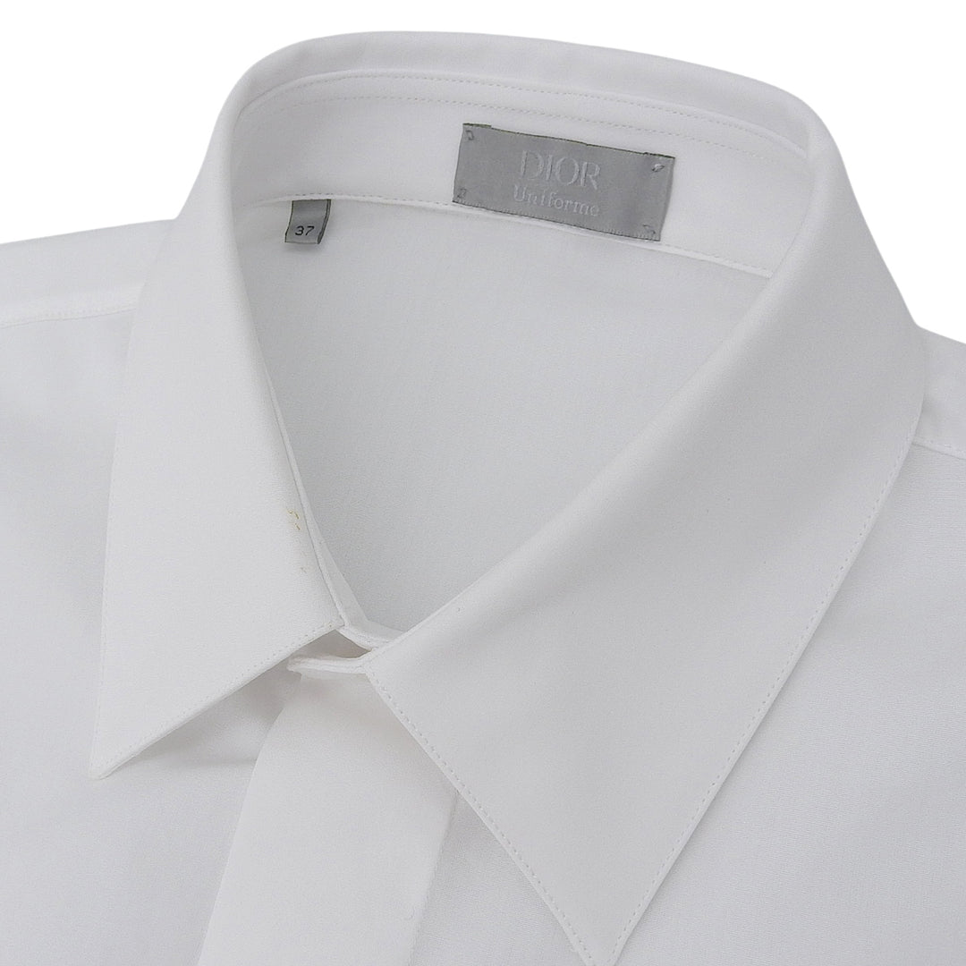 Excellent DIOR Long sleeve shirt Uniform CD embroidery white cotton mens 37
