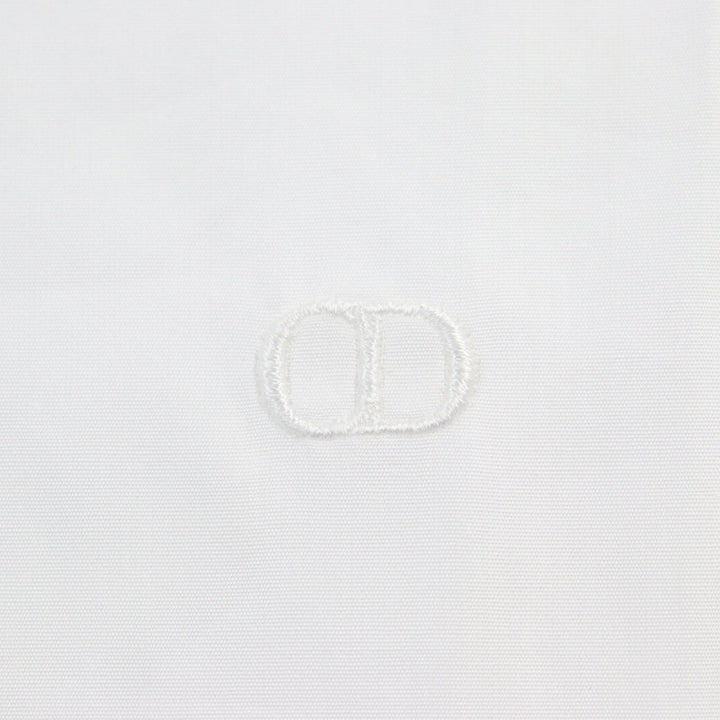Excellent DIOR Long sleeve shirt Uniform CD embroidery white cotton mens 37