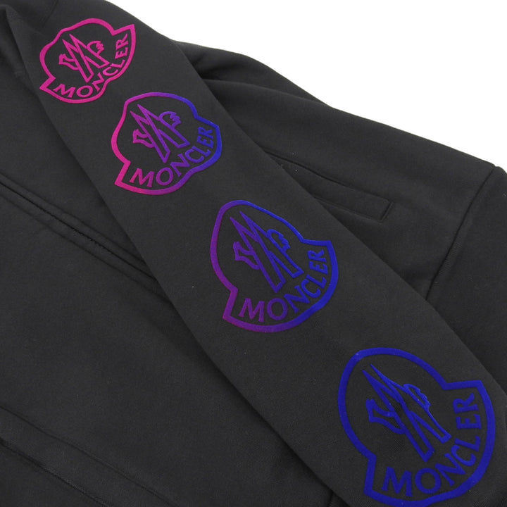 Excellent MONCLER Jersey MAGLIA Large logo gradient track jacket black cotton
