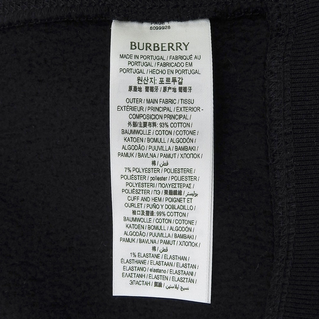 Pristine BURBERRY hoodie Back logo 8099928950 black cotton mens M 8099928