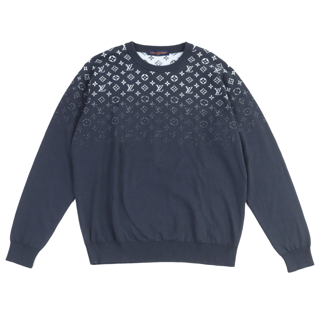 Excellent LOUIS VUITTON knit Gradient Monogram Gray cotton mens XL