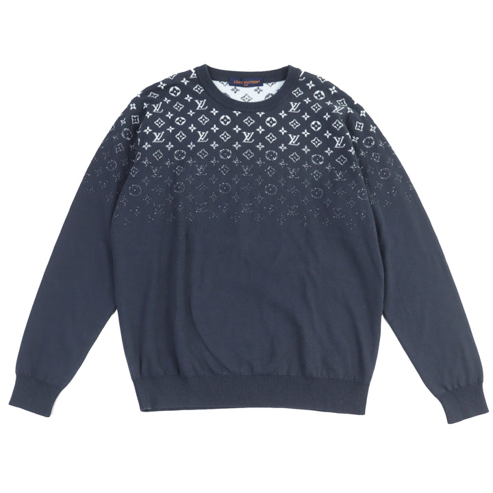 Excellent LOUIS VUITTON knit Gradient Monogram Gray cotton mens XL