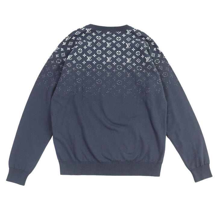 Excellent LOUIS VUITTON knit Gradient Monogram Gray cotton mens XL
