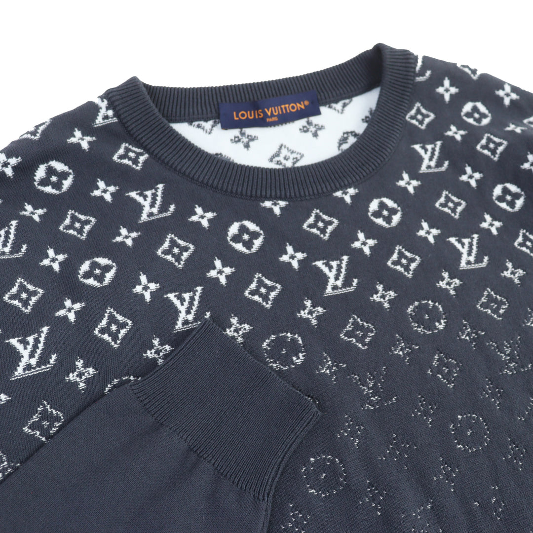 Excellent LOUIS VUITTON knit Gradient Monogram Gray cotton mens XL