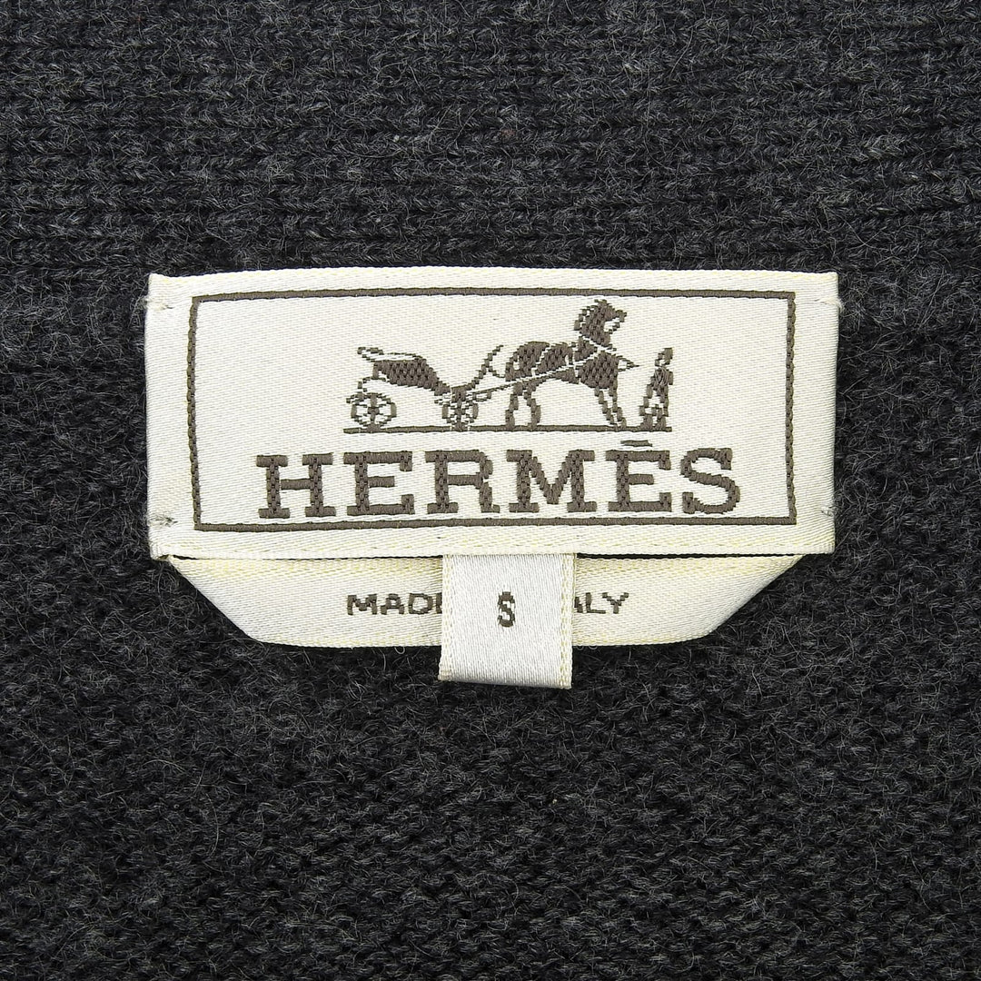Excellent HERMES cardigan Charcoal gray cashmere mens S