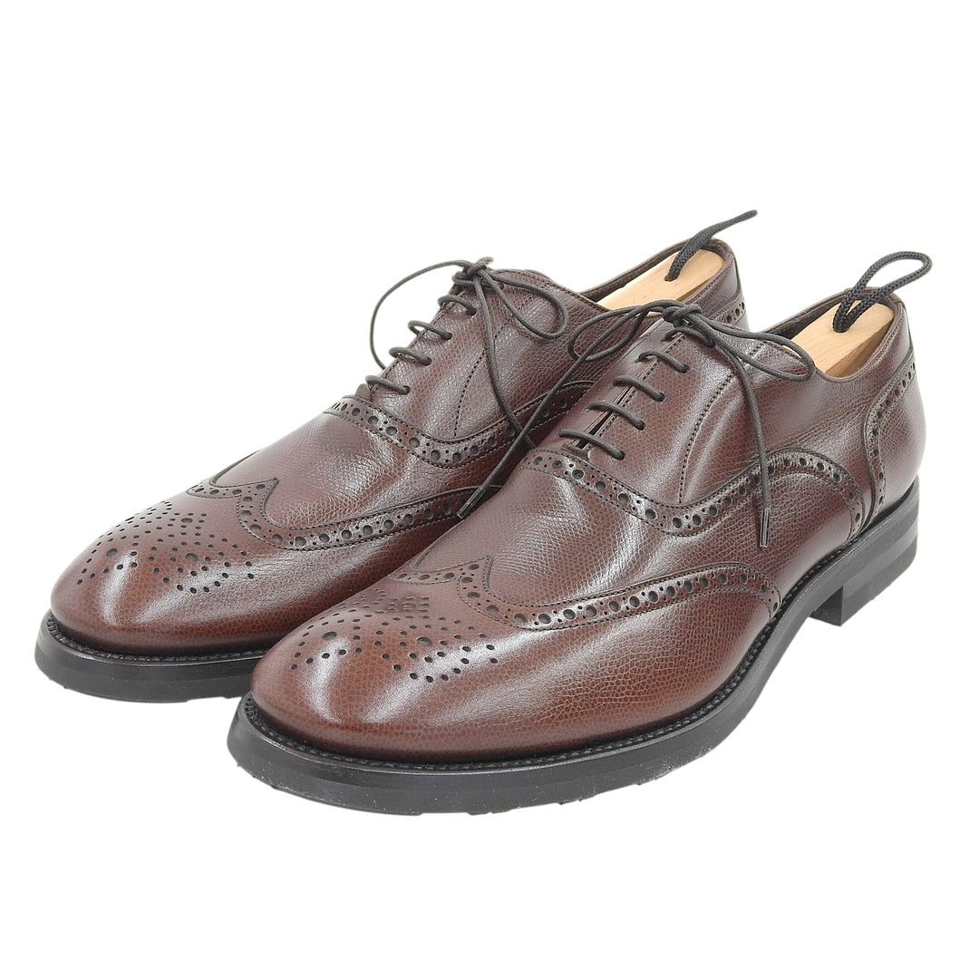 Pristine Dunhill Leather shoes Wingtip Medallion Full Brogue Brown leather mens 42.5