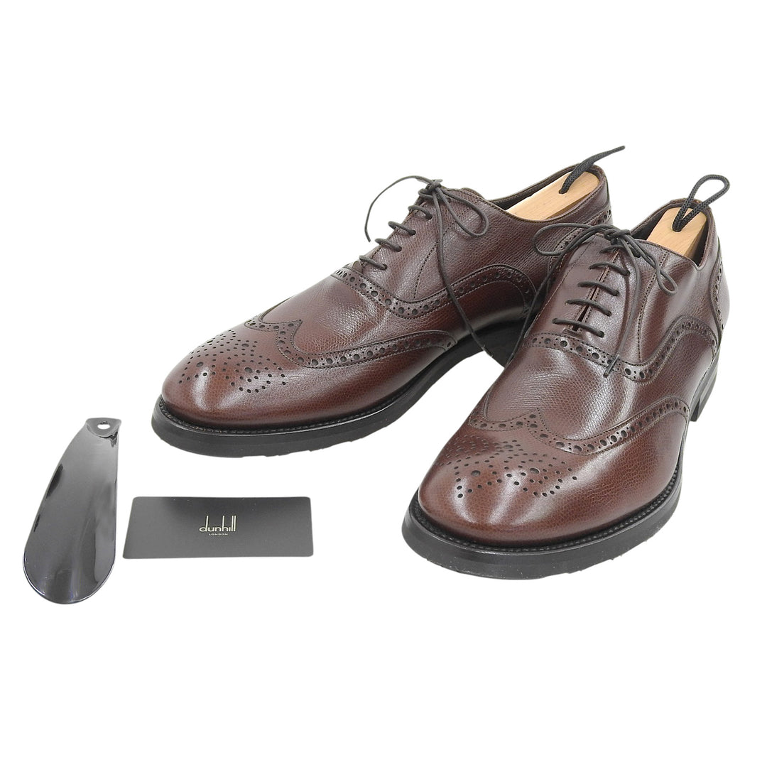 Pristine Dunhill Leather shoes Wingtip Medallion Full Brogue Brown leather mens 42.5