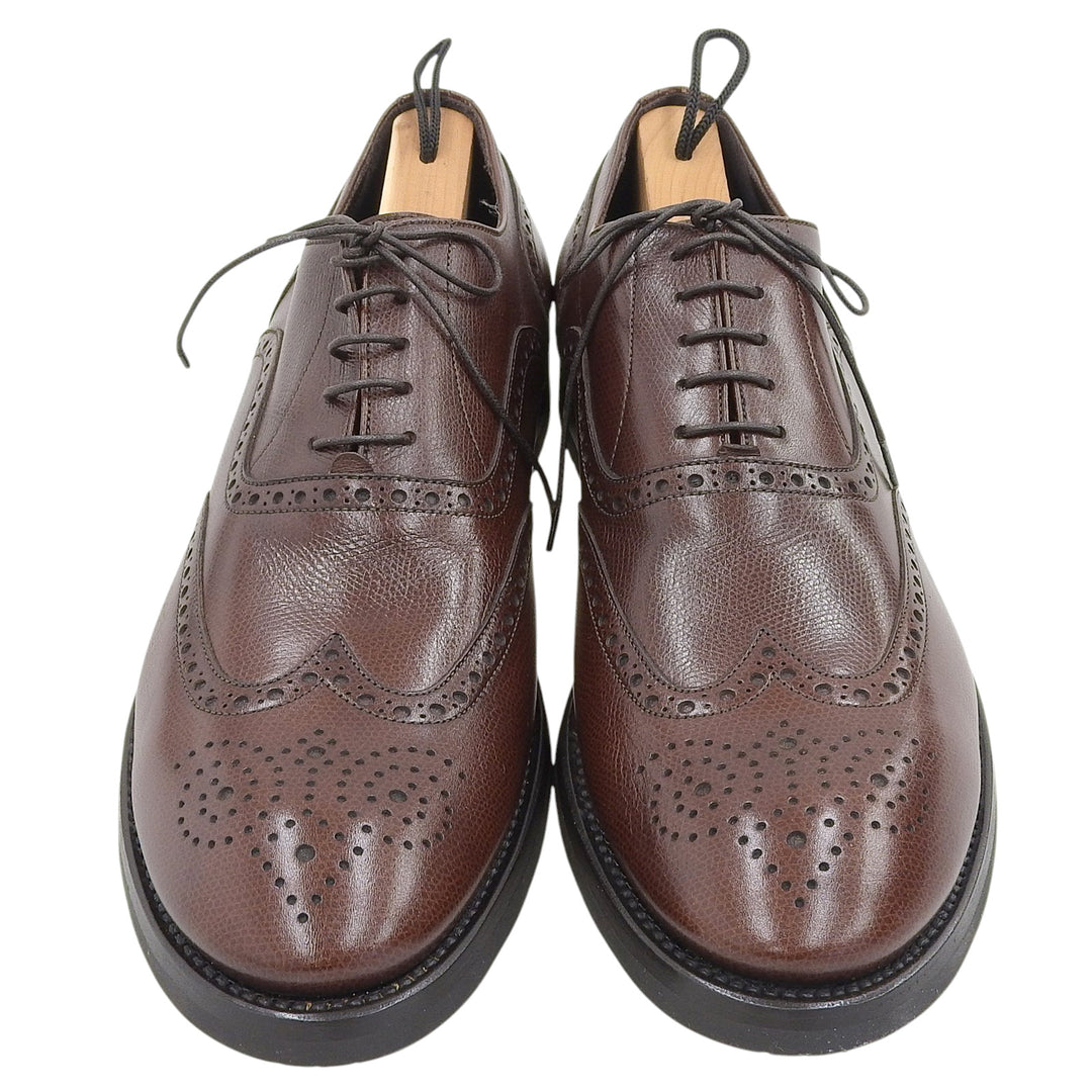 Pristine Dunhill Leather shoes Wingtip Medallion Full Brogue Brown leather mens 42.5