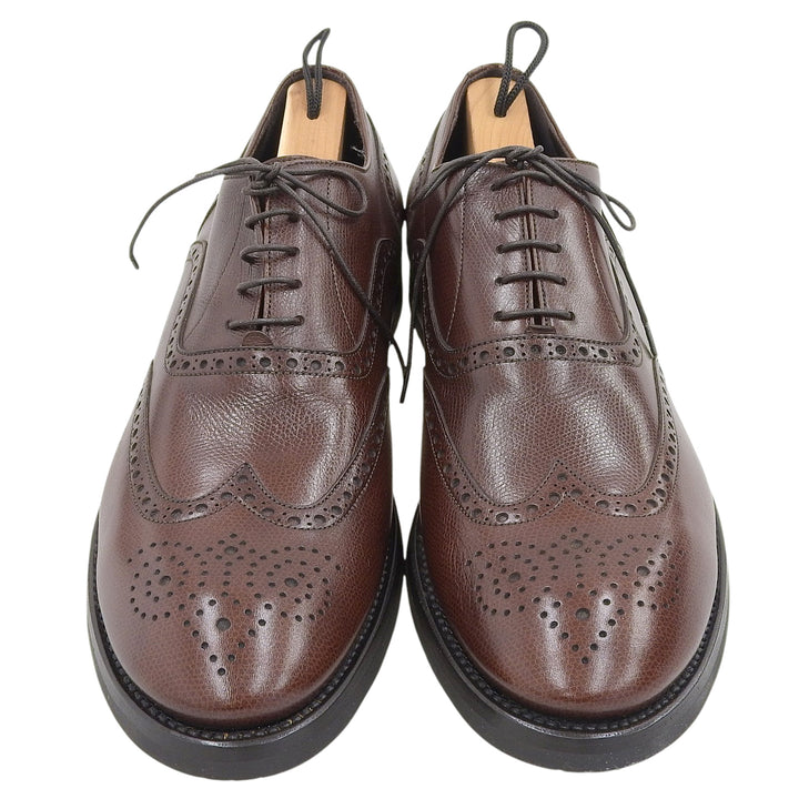 Pristine Dunhill Leather shoes Wingtip Medallion Full Brogue Brown leather mens 42.5