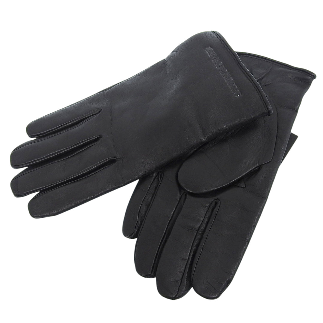 Pristine EMPORIO ARMANI gloves 624136 leather gloves black Lamb leather mens S