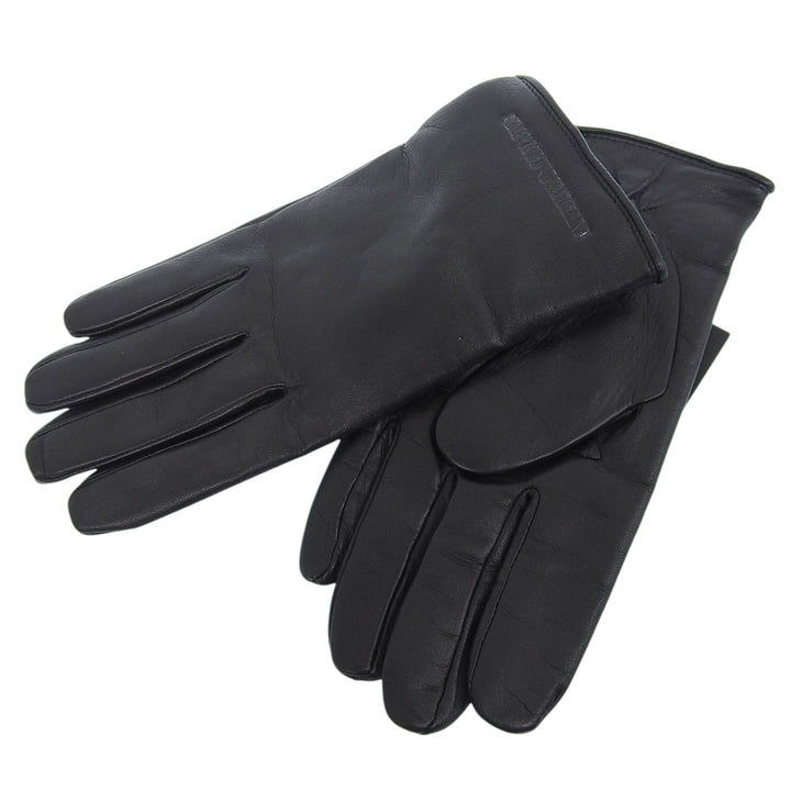 Pristine EMPORIO ARMANI gloves 624136 leather gloves black Lamb leather mens S