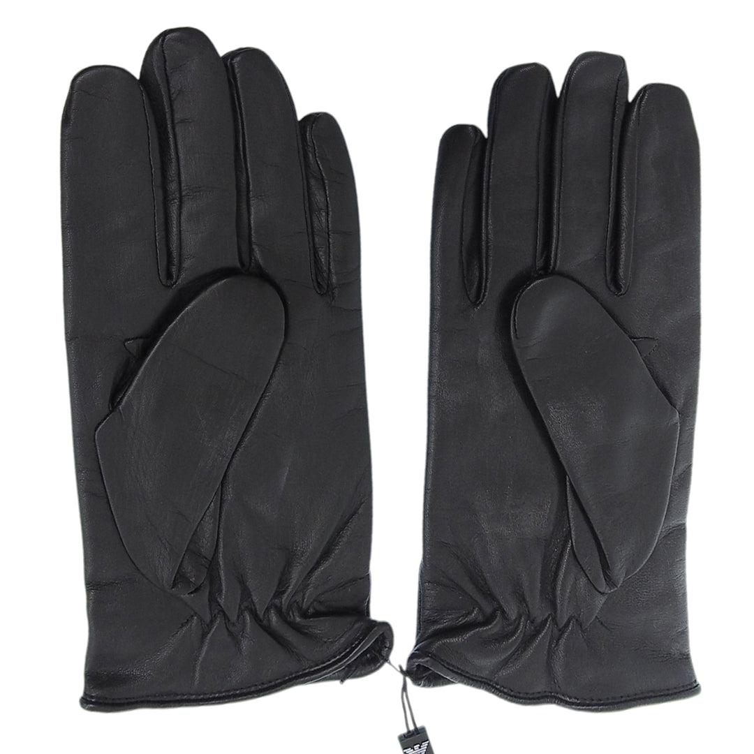 Pristine EMPORIO ARMANI gloves 624136 leather gloves black Lamb leather mens S