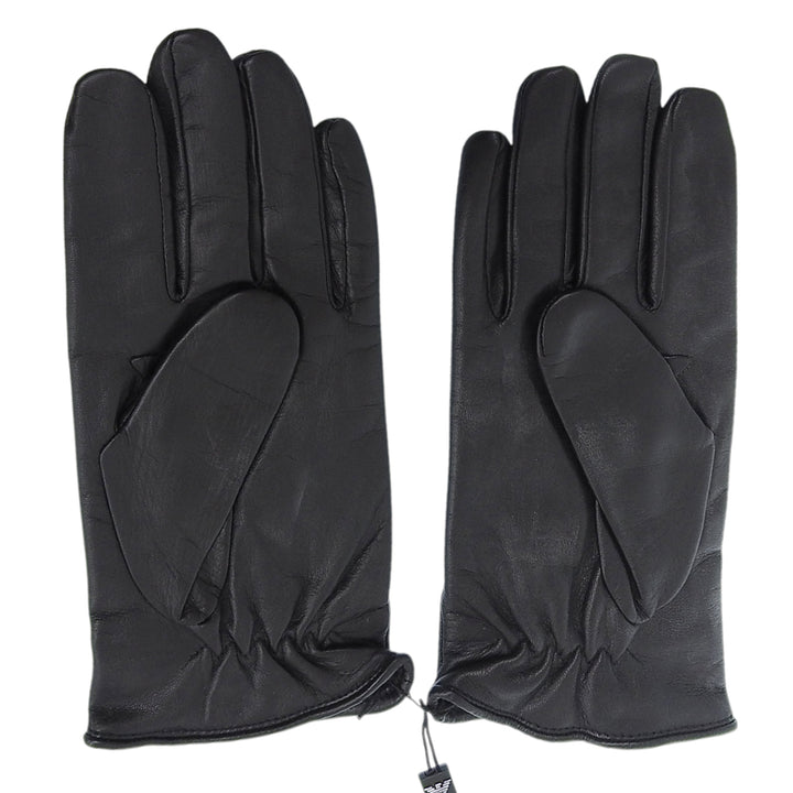 Pristine EMPORIO ARMANI gloves 624136 leather gloves black Lamb leather mens S