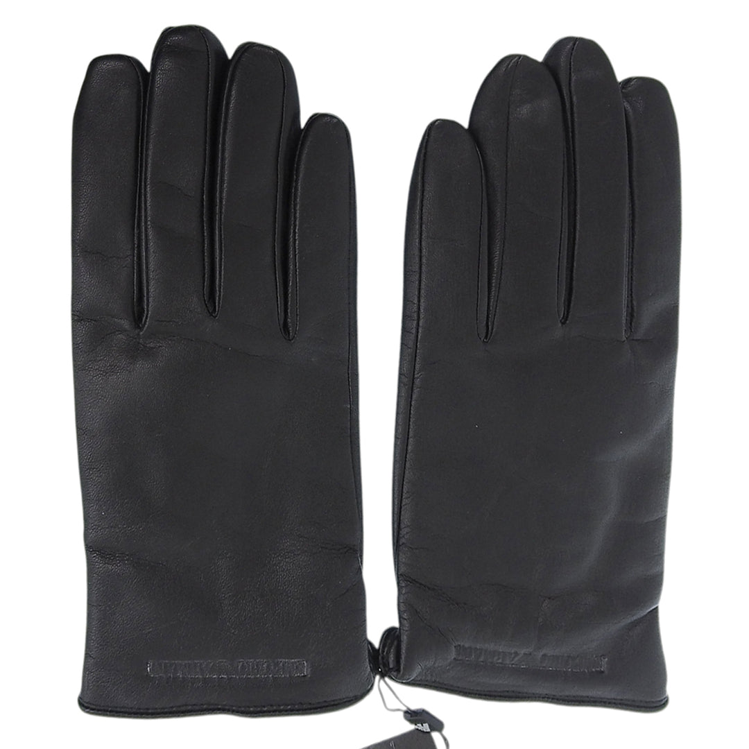 Pristine EMPORIO ARMANI gloves 624136 leather gloves black Lamb leather mens S